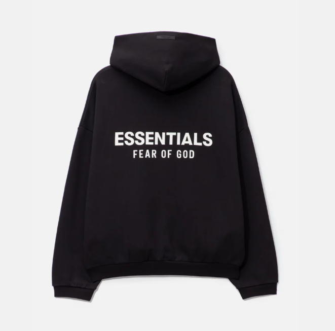 Essentials black hoddie overzise unisex auntentico