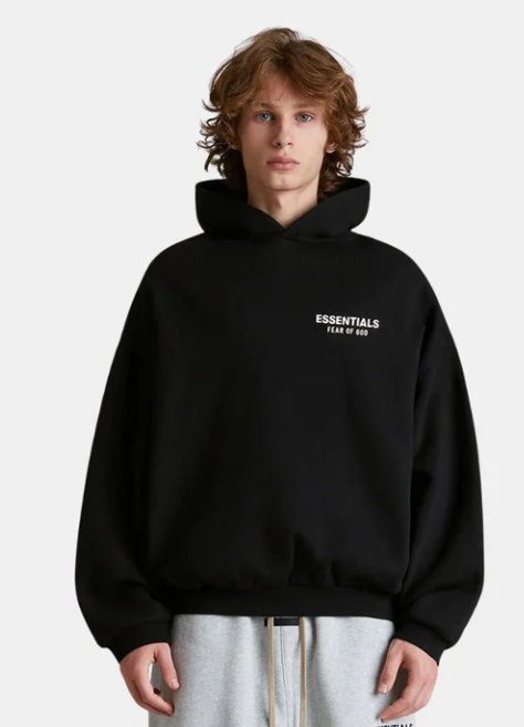 Essentials black hoddie overzise unisex auntentico