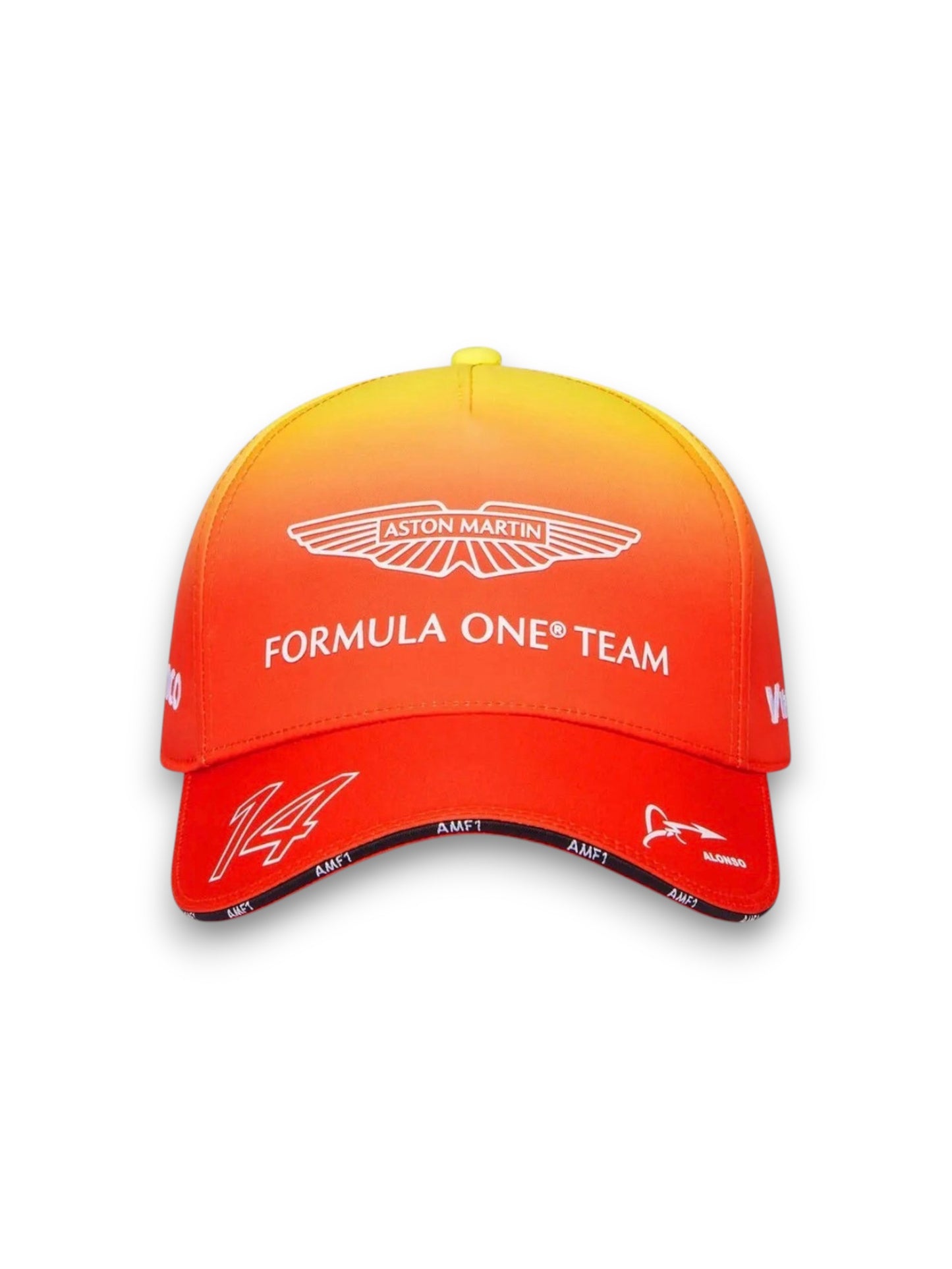 Gorra Aston Martin Naranja Fosforescente F1 Fernando Alonso 2024