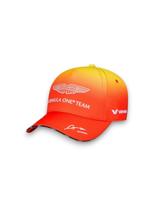 Gorra Aston Martin Naranja Fosforescente F1 Fernando Alonso 2024