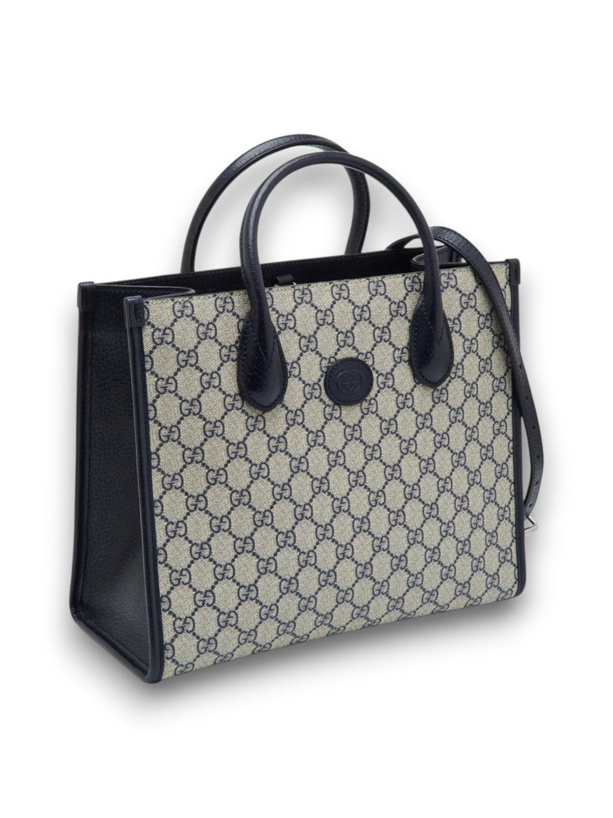 Gucci Tote GG Supreme Con Ribete de Piel