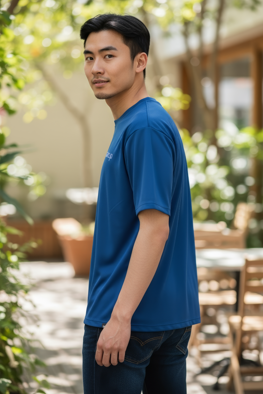 Heraclio camiseta deportiva azul manga corta para hombre, corte regular.