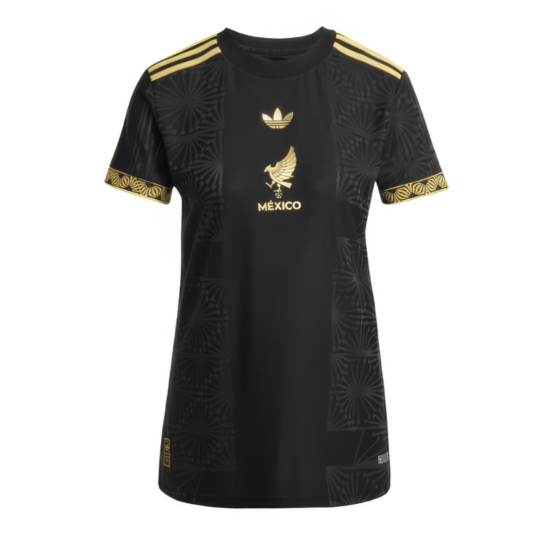 Camiseta de  Futbol seleccion Mexico Black/Gold 2025, para dama, Regular fit
