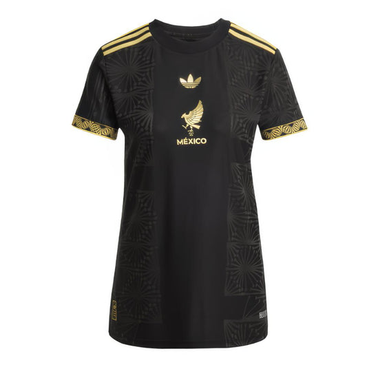 Camiseta de  Futbol seleccion Mexico Black/Gold 2025, para dama, Regular fit