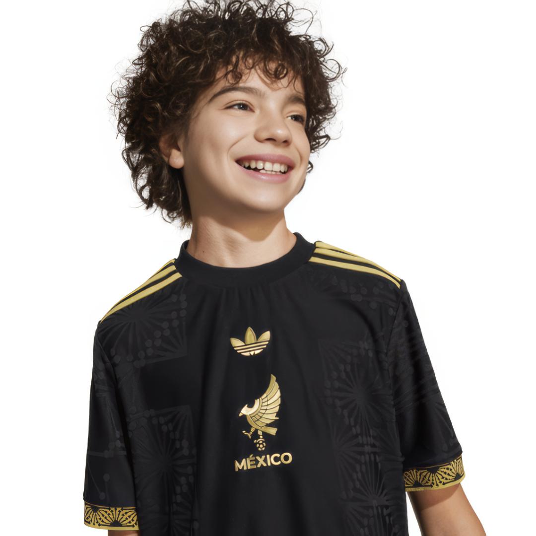 Camiseta de  Futbol seleccion Mexico Black/Gold 2025, para niño, Regular fit