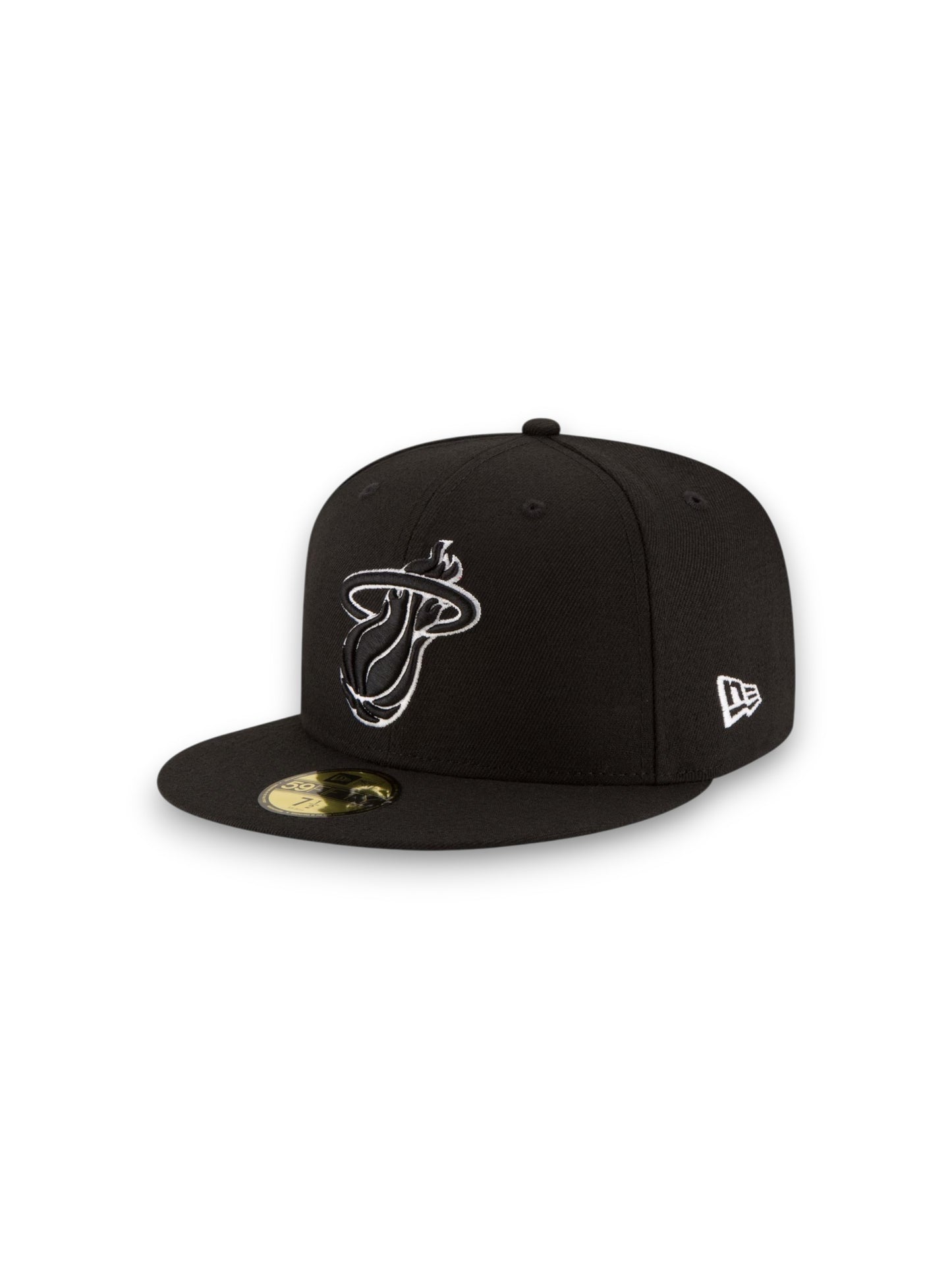 Gorra ajustada con logo blanco y negro 59FIFTY de New Era de los Miami Heat