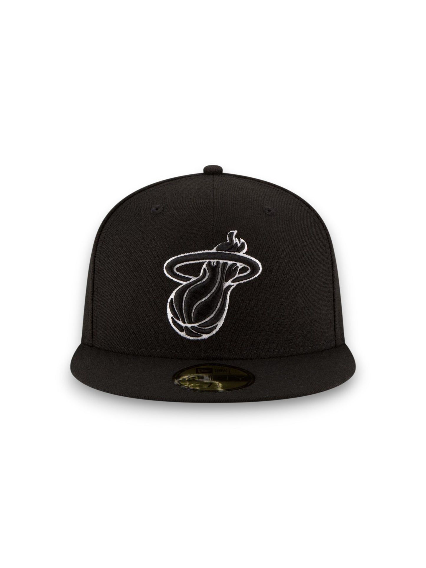 Gorra ajustada con logo blanco y negro 59FIFTY de New Era de los Miami Heat