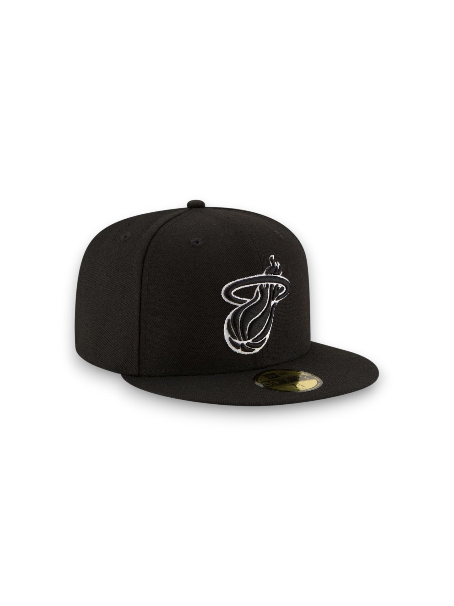 Gorra ajustada con logo blanco y negro 59FIFTY de New Era de los Miami Heat