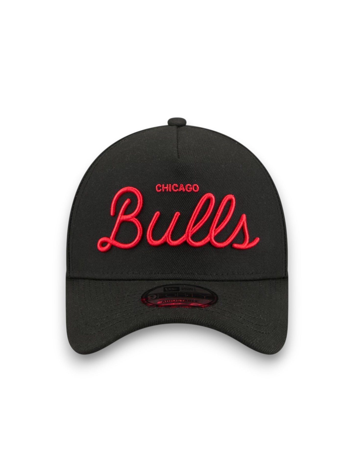 Gorra unisex ajustable New Era x Malbon Golf 9FORTY A-Frame de los Chicago Bulls Negra