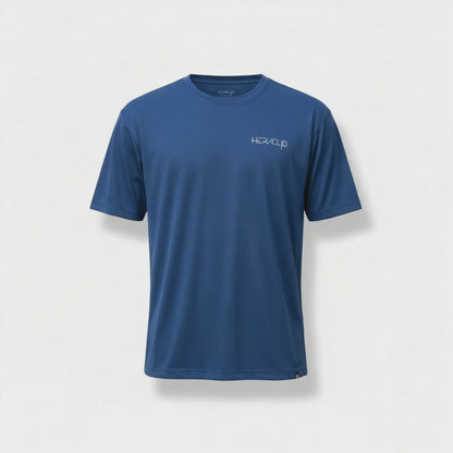 Heraclio camiseta deportiva azul manga corta para hombre, corte regular.